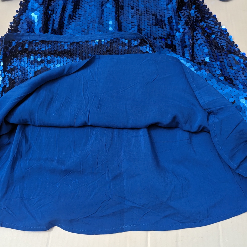 Maeve Antropologie Emmy Mini Dress Blue Sequins Swing Cocktail Party Size S NWT - Picture 9 of 12